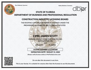 OC Roofing Contractor License